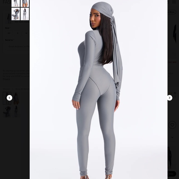 Fashion Nova Isabelle 3 Piece Bodysuit Legging Set - Grey - Picture 4 of 5